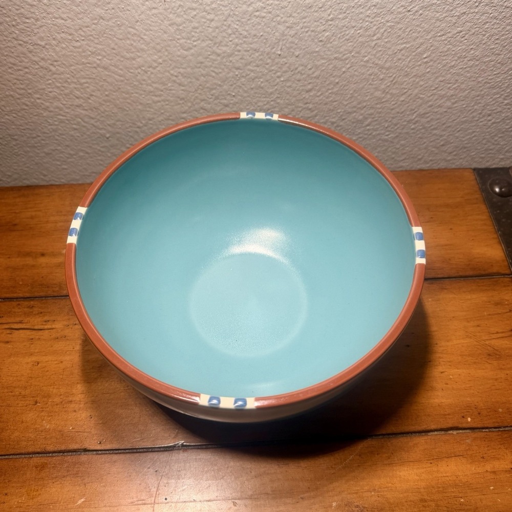 Dansk Mesa‎ Turquoise Southwest Inspired Stoneware Serving Bowl 8 Inch, Salad